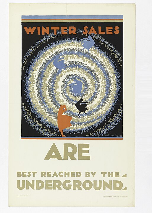 Edward McKnight Kauffer Poster Poster, Winter Sales, for London Underground (1922).