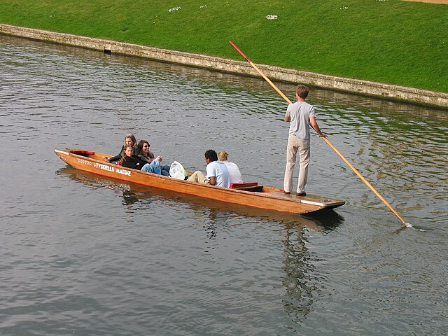 Punting on the River Cam in Cambridge, England.