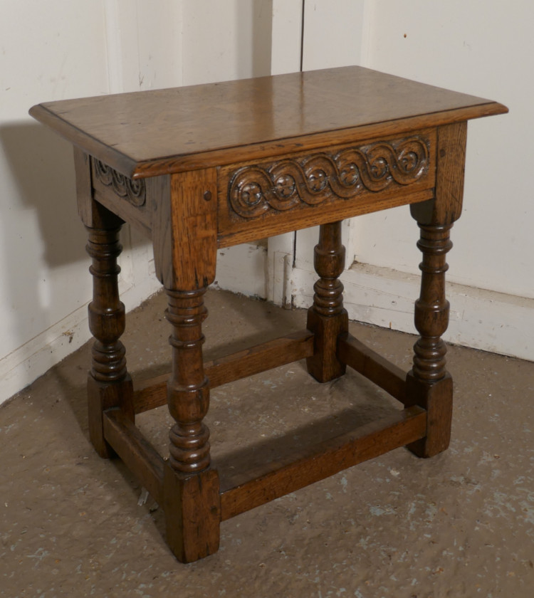 17th Century Style Ipswich Oak Joint Or Coffin Stool.