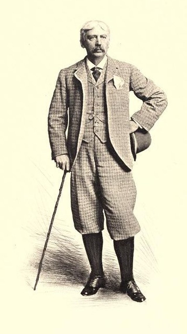 American fiction writer and poet Bret Harte in plus-fours.