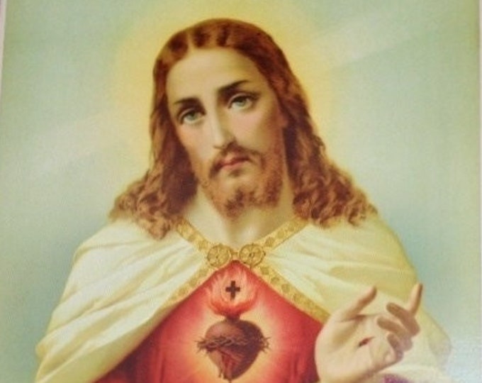 An oleograph of the Sacred Heart from the 1940s of 50s.