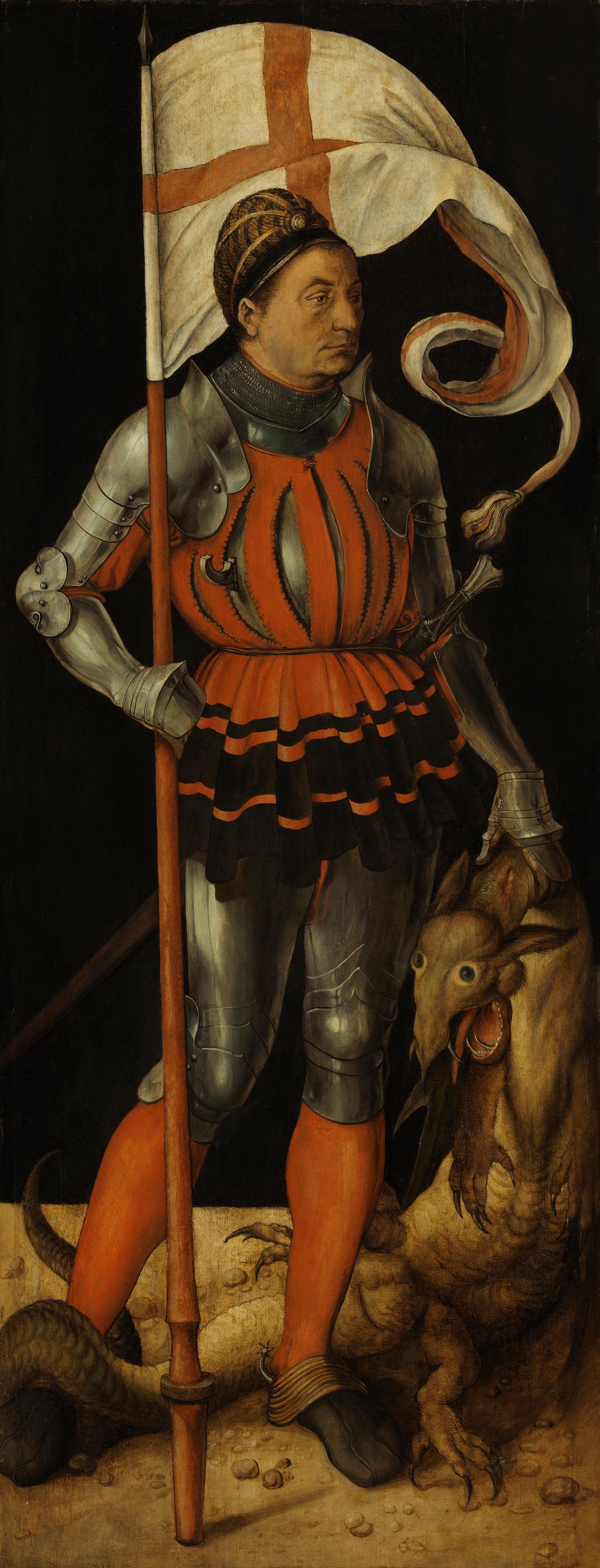 The left panel of the Paumgartner altarpiece.