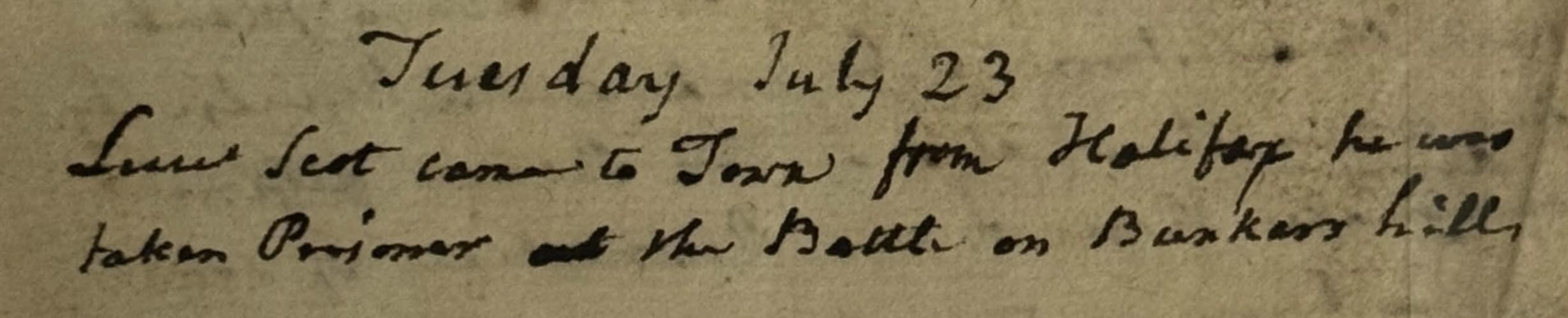 A photo of the diary entry in Ezekial Price's hand. It is looping cursive.