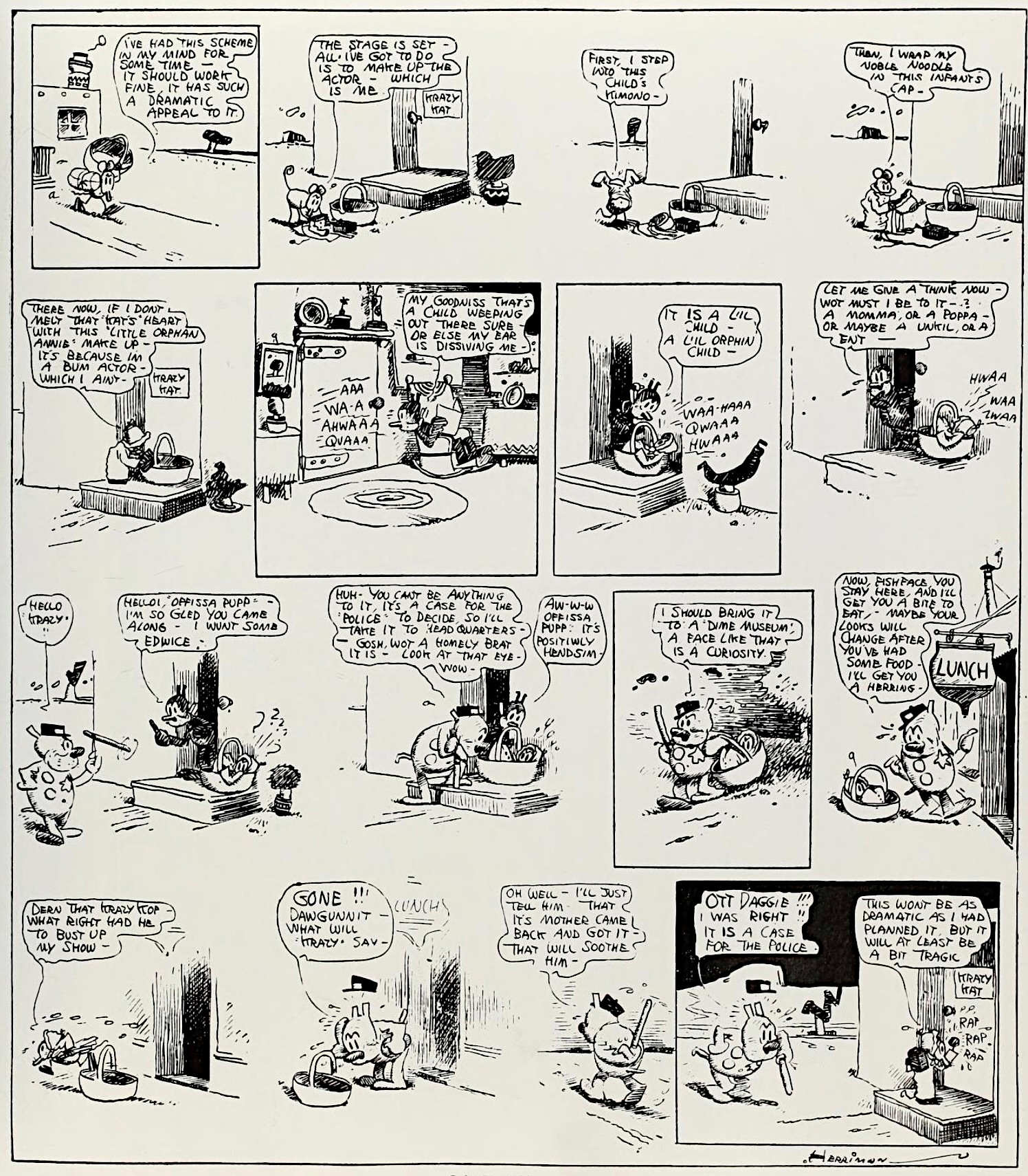 A black and white newspaper comic.
