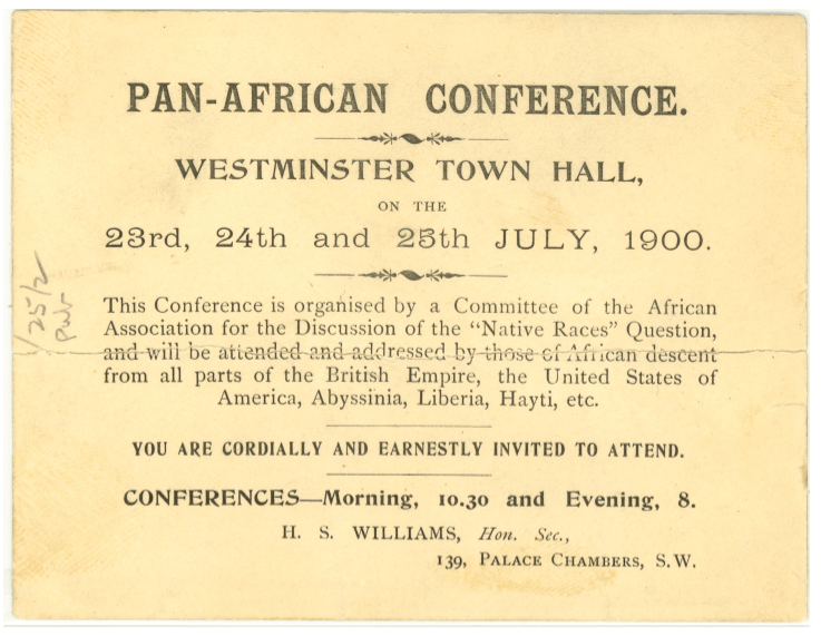 A printed invitation to the first Pan-African conference.
