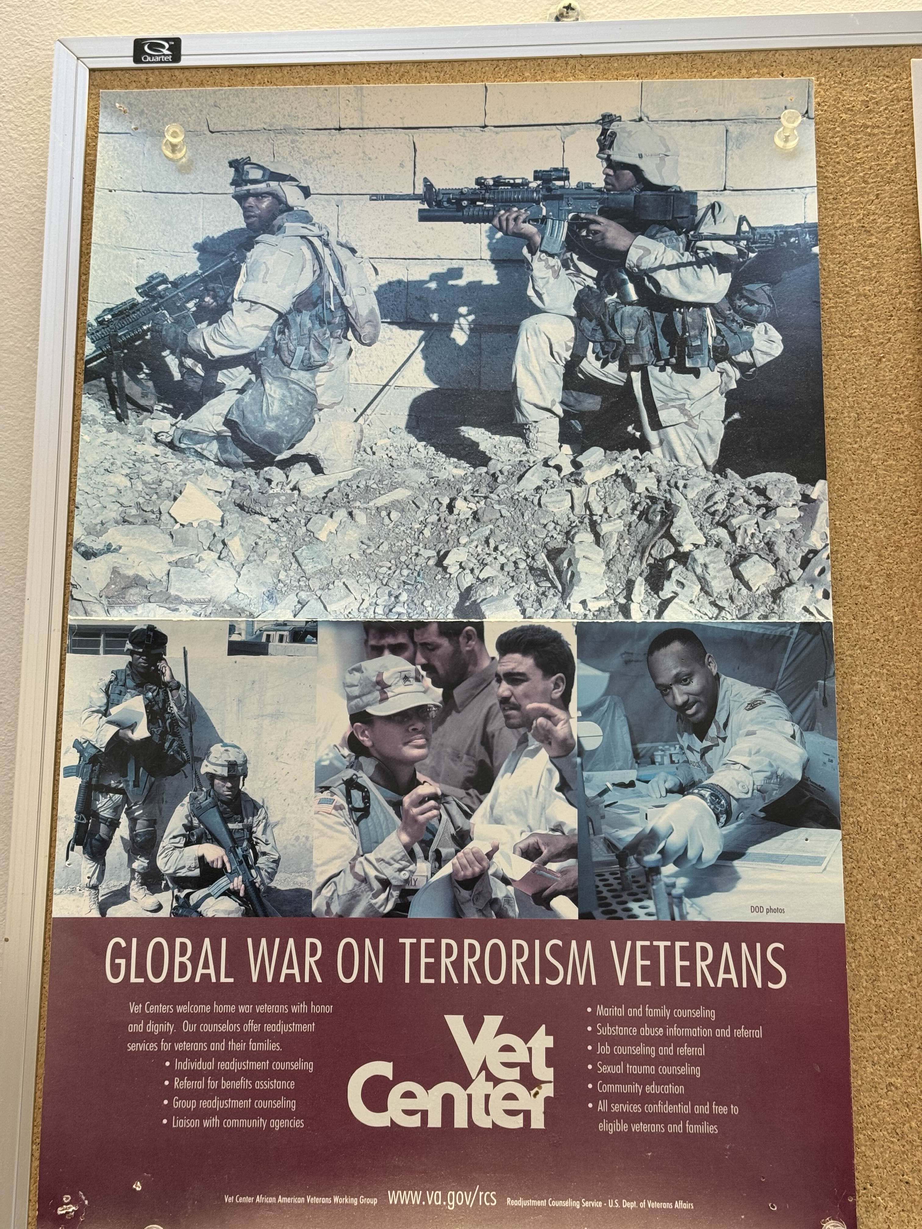 A Poster that says 'Global War on Terrorism Veterans.'